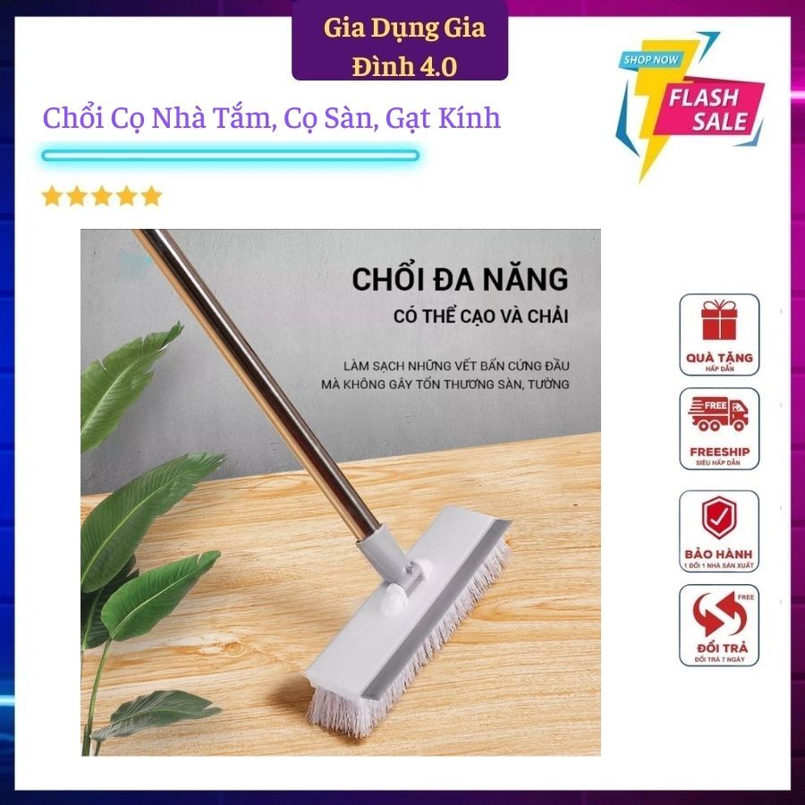 Chổi Cọ Nhà Tắm, Cọ Sàn, Gạt Kính Cán Dài 2 In 1 Siêu Đa Năng - Cây Cọ Sàn Nhà Tắm