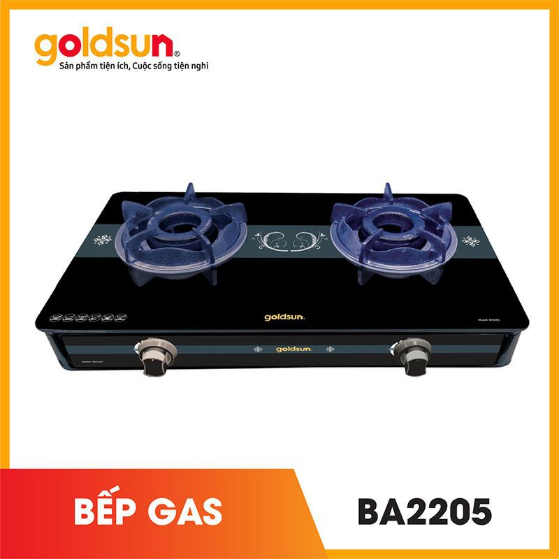 Bếp gas siêu tốc Goldsun BA2205 với thiết kế đơn giản, cấu tạo cơ bản, chất lượng bền bỉ giúp tiết kiệm gas