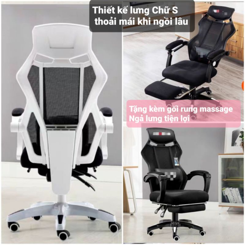 Ghế gaming, chơi game xoay lưới cao cấp thoáng mát thoải mái êm ái