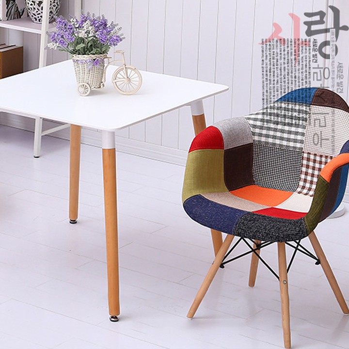 Ghế thổ cẩm Eames kiểu dáng thuyền chân gỗ đan sang trọng có tay vịn
