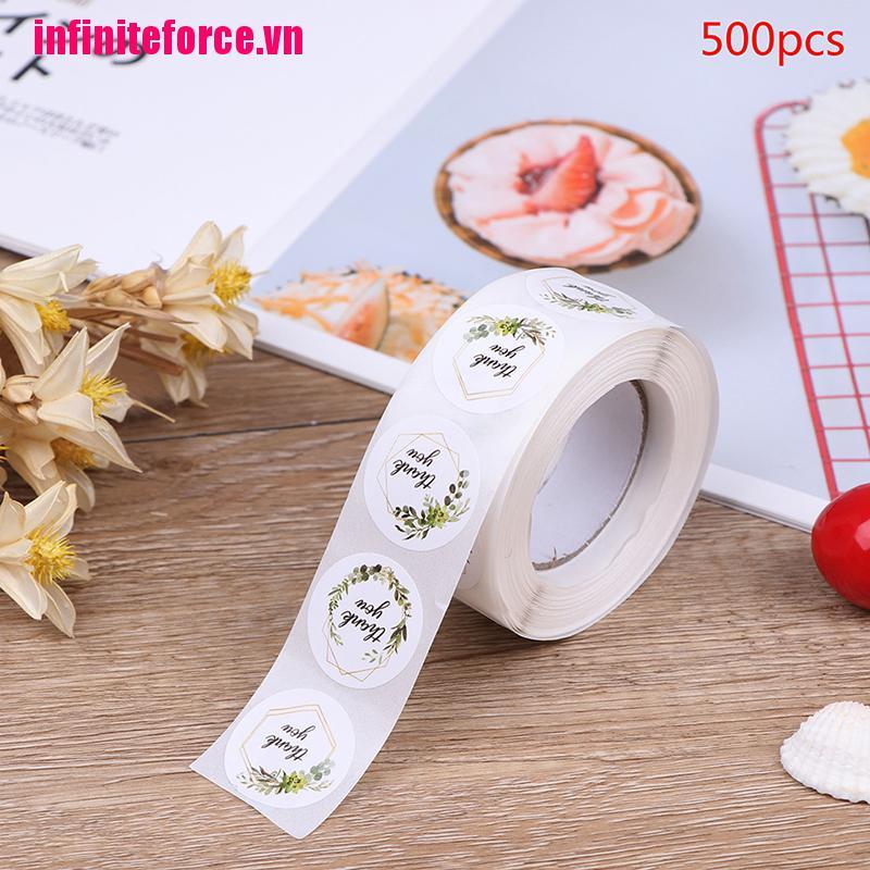 Cuộn 500 Sticker Chữ Thank You Xinh Xắn Dùng Trong Trang Trí