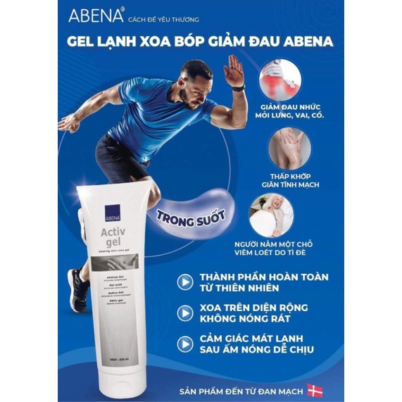 Gel lạnh xoa bóp ABENA giúp giảm nhanh những cơn đau, không gây bỏng rát, không kích ứng da