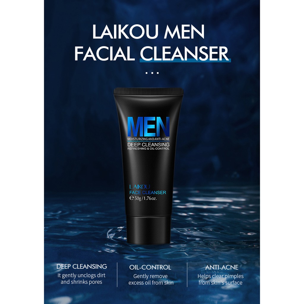 Sữa rửa mặt LAIKOU 50g làm sạch sâu kiểm soát dầu tươi mới làn da cho nam