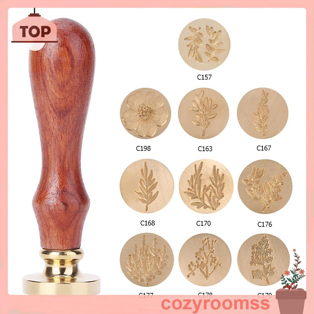 Sáp in và tay cầm gỗ trang trí phong bì thiệp cưới DIY hoa văn thực vật