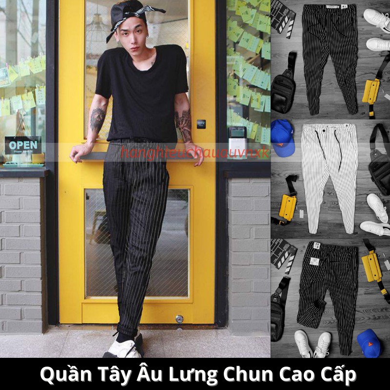 Quần Tây Au TOPMAN LƯNG THUN HÀN QUỐC Co Giãn Vải Sọc Cá Tính Hàng Xuất Xịn Chính Hãng