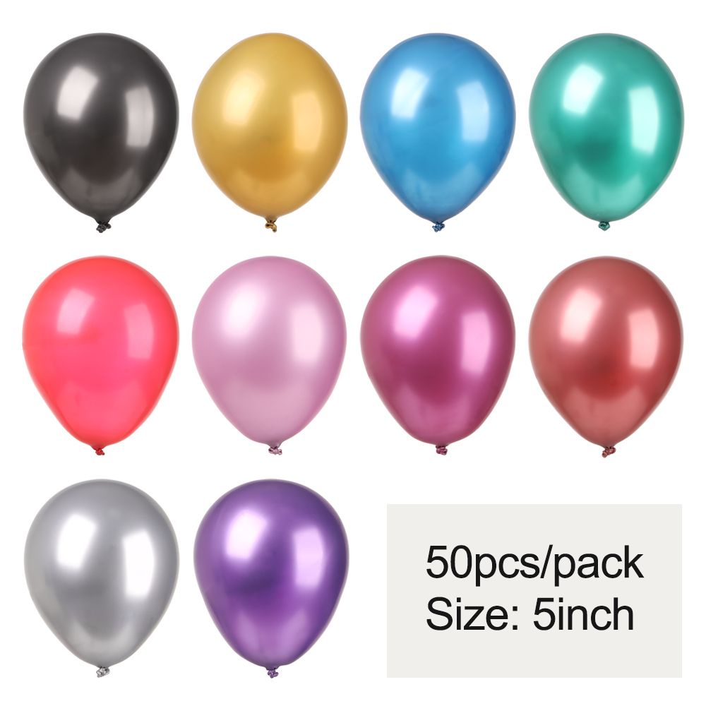 Set 50 Bong Bóng Latex 5inch Dày Mini Ánh Kim Dùng Trang Trí Tiệc Cưới/Hội Tiệc DIY