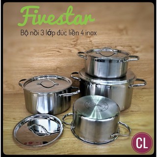 BỘ NỒI FIVESTAR 4 CHIẾC 3 LỚP ĐÁY LIỀN- INOX 304