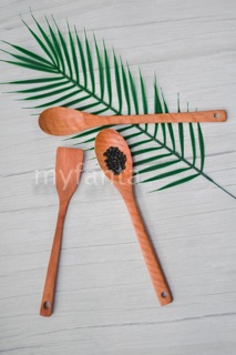 Set 3 muỗng gỗ xào nấu cán dài