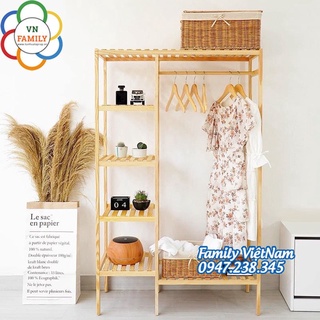 Tủ Treo Quần Áo Decor Family  - Thiết Kế 2 Ngăn Chứa Đồ Tiện Lợi - Khung Gỗ Thông Bền Chắc - Màu Gỗ Thông Mỹ Tự Nhiên