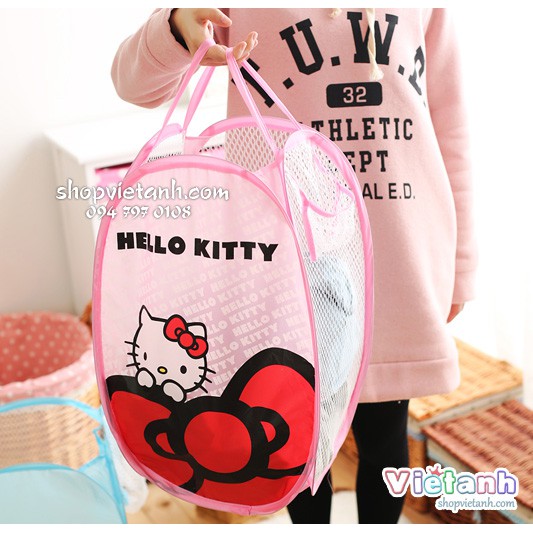Giỏ đựng đựng quần áo, giỏ đựng đồ tiện dụng gấp gọn Hello Kitty