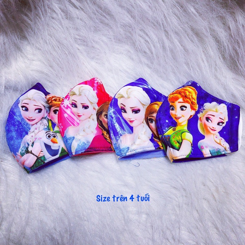 Khẩu trang vải Hello Kitty, Elsa, Nhện  20k/1c