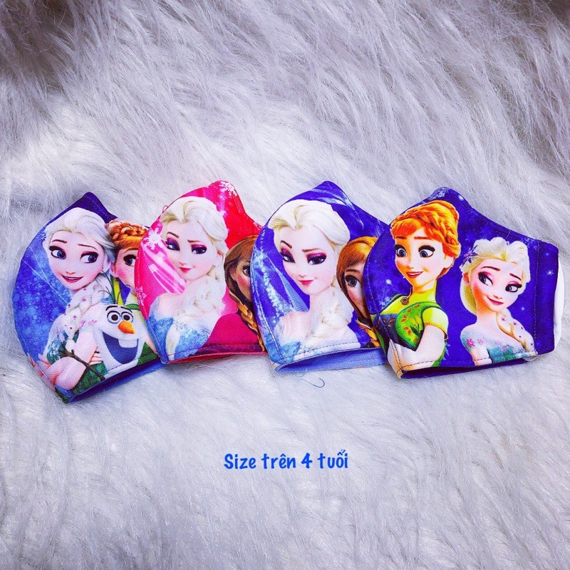 Khẩu trang vải Hello Kitty, Elsa, Nhện (bịt mặt cho bé) 20k/1c