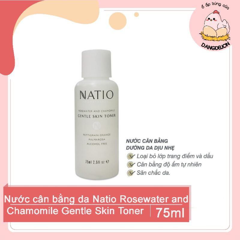 Nước Cân Bằng Dưỡng Da Dịu Nhẹ Natio Rosewater and Chamomile Gentle Skin Toner 75ml