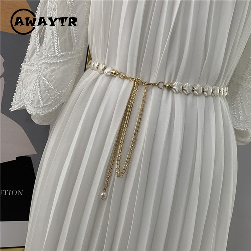 Thắt lưng đính ngọc trai thiết kế thời trang dành cho nữ