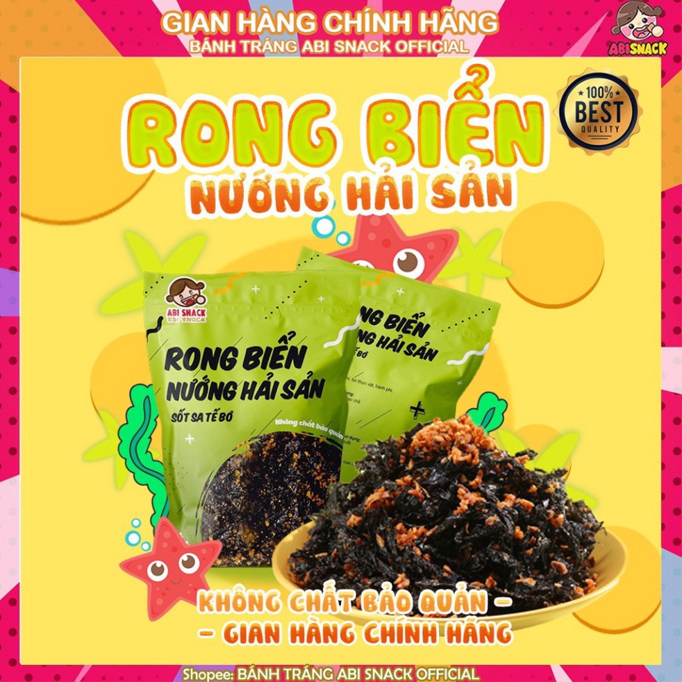 Bánh tráng ABI rong biển cháy tỏi nướng hải sản ăn liền túi zip gói 50g thực phẩm và đồ uống