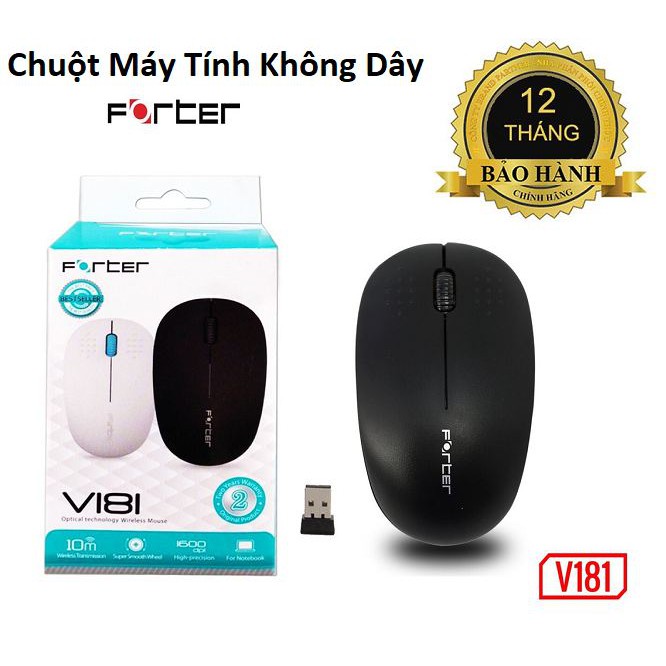 Chuột Máy Tính, Chuột Không Dây Forter V181 Không Dây 1600DPI Bảo Hành Chính Hãng  12 Tháng