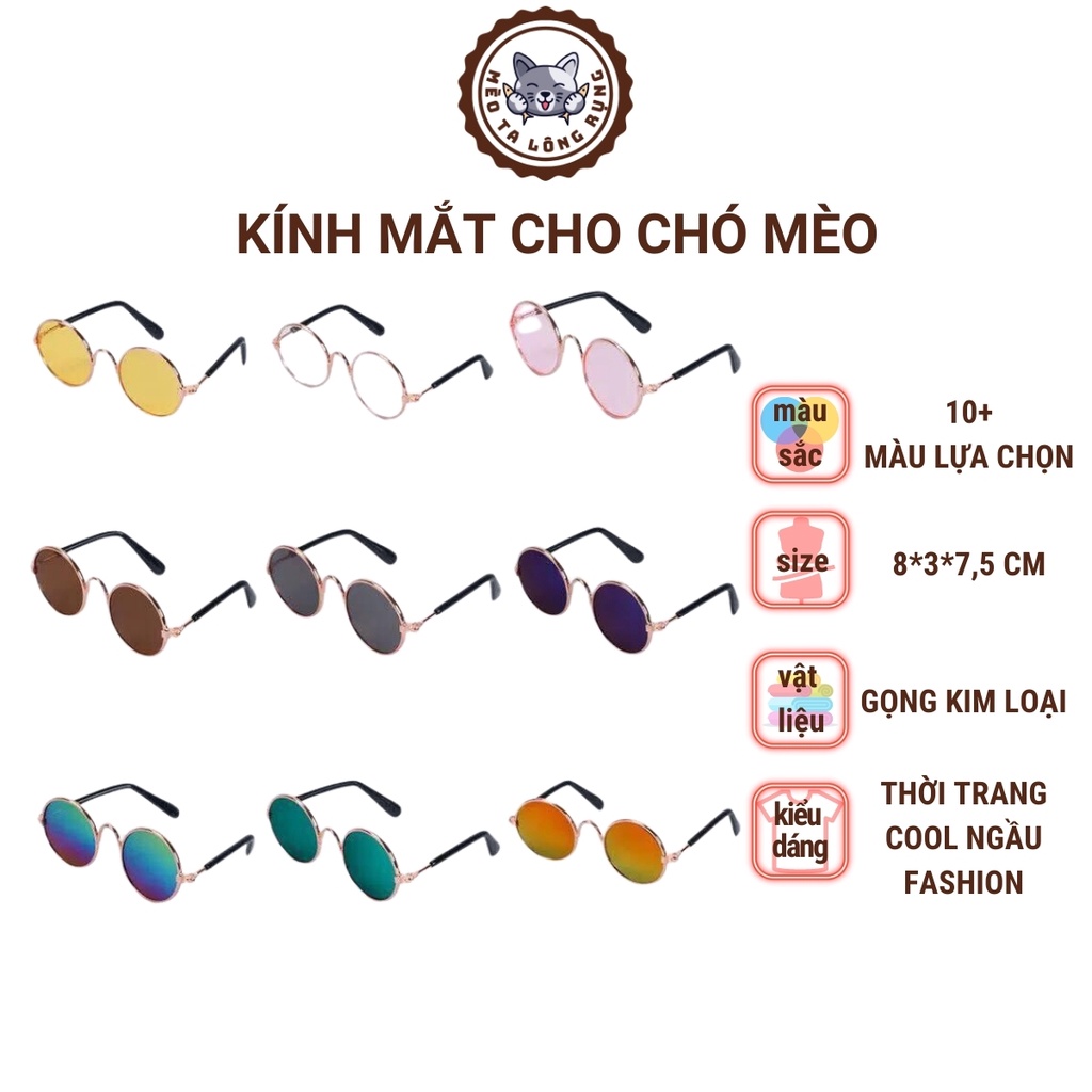 Phụ kiện chó mèo, kính cho mèo, kính cho chó, kính mắt thời trang cho chó mèo 8 cm