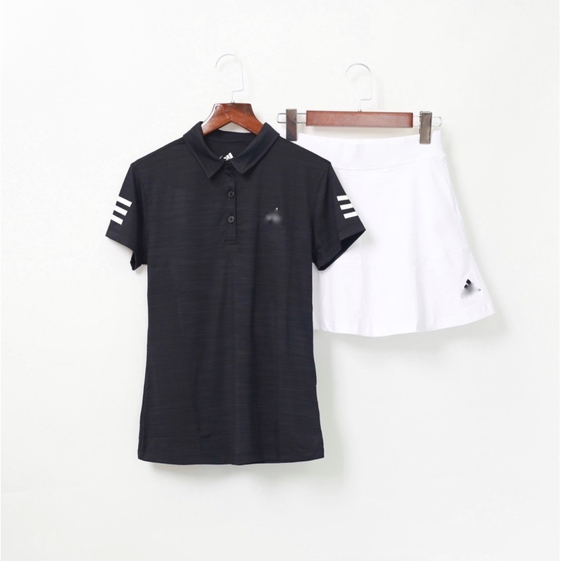 Bộ váy tennis áo polo tay ngắn chân váy chữ a cạp cao