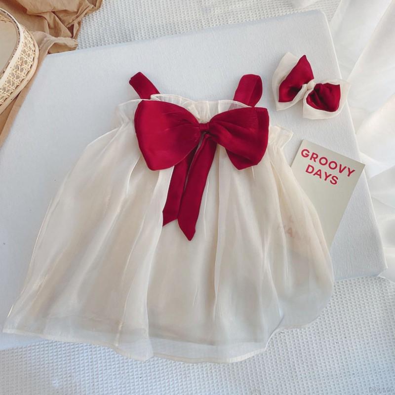 Đầm Ngắn Tay Phối Nơ Xinh Xắn Dành Cho Nữ