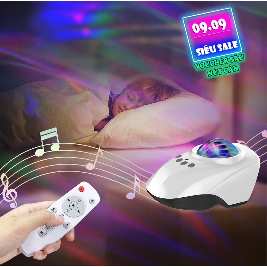 Đèn chiếu sao galaxy vân mây, giải ngân hà tích hợp loa bluetooth 10w bảo hành 12 tháng