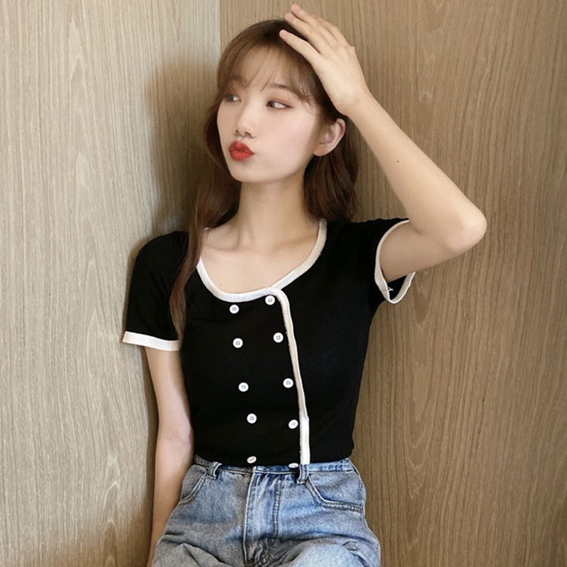 Áo Cardigan Dệt Kim Tay Ngắn Cổ Tròn Màu Sắc Thời Trang Cho Nữ