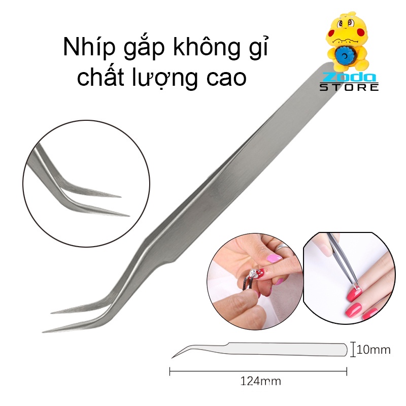 Nhíp cong thép không gỉ gắp lông mi giả, lông chim yến, gắp mụn, gắp linh kiện điện tử chuyên dụng