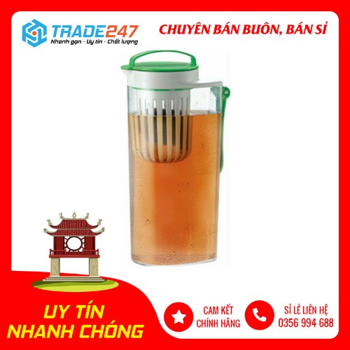 Bình nước 2L có khay tách bã trà màu xanh nhật bản