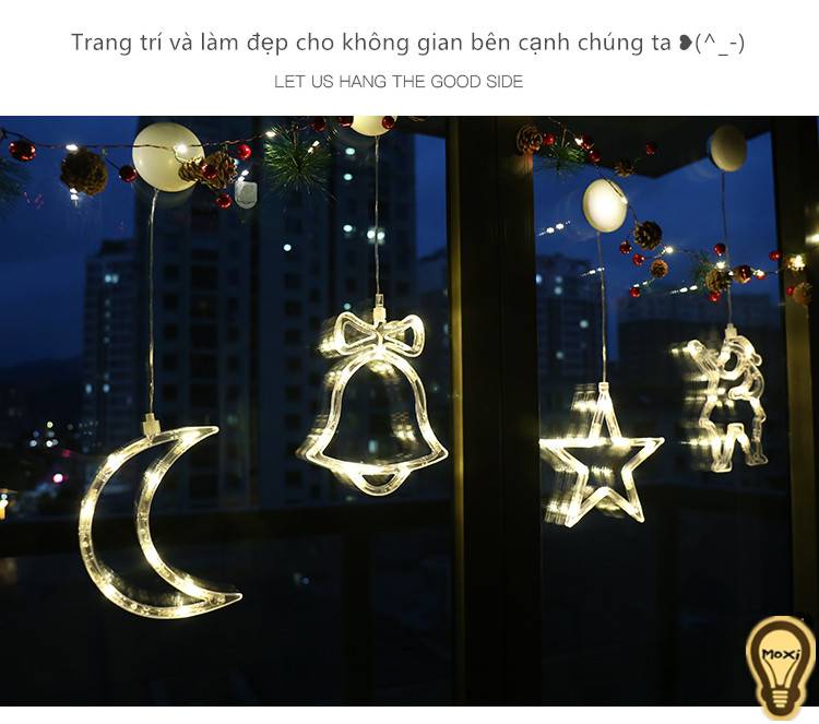 Đèn Led Hình Ngôi Sao Và Ông Già Noel Trang Trí Giáng Sinh , Lễ Tết.