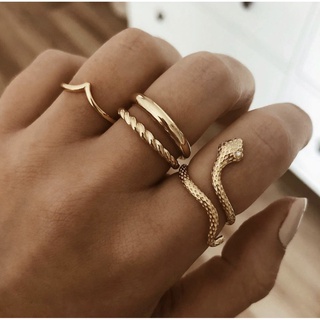 Bộ 4 món trang sức nhẫn vàng nữ hop |