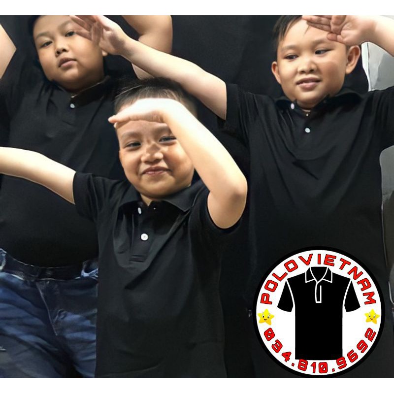 Áo polo Việt Nam trẻ em cổ trụ màu Đen - không xù lông, không ra màu, co giãn thoáng mát, thấm hút mồ hôi