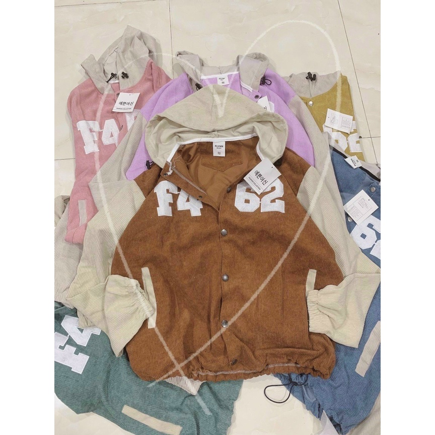 Áo Khoác Bomber Nhung Tăm Nan Nữ Form Rộng Cực Xịn