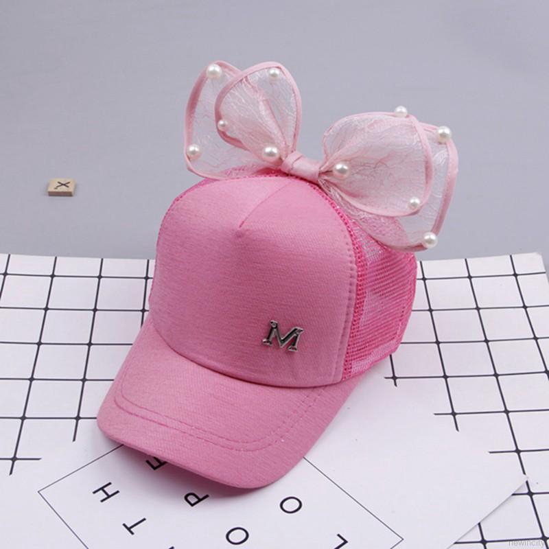 Mũ lưỡi trai nhiều màu phối nơ xinh xắn dành cho bé gái