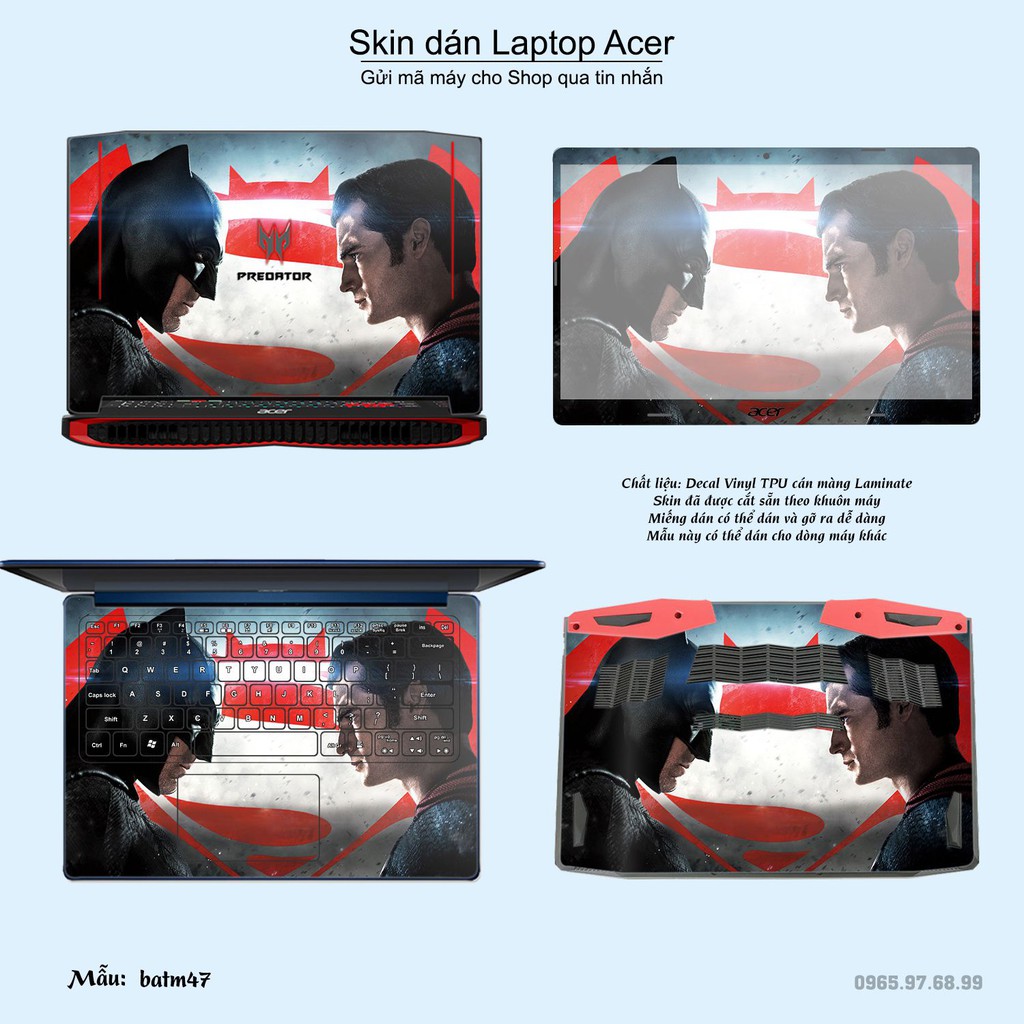 Skin dán Laptop Acer in hình Người dơi _nhiều mẫu 2 (inbox mã máy cho Shop)