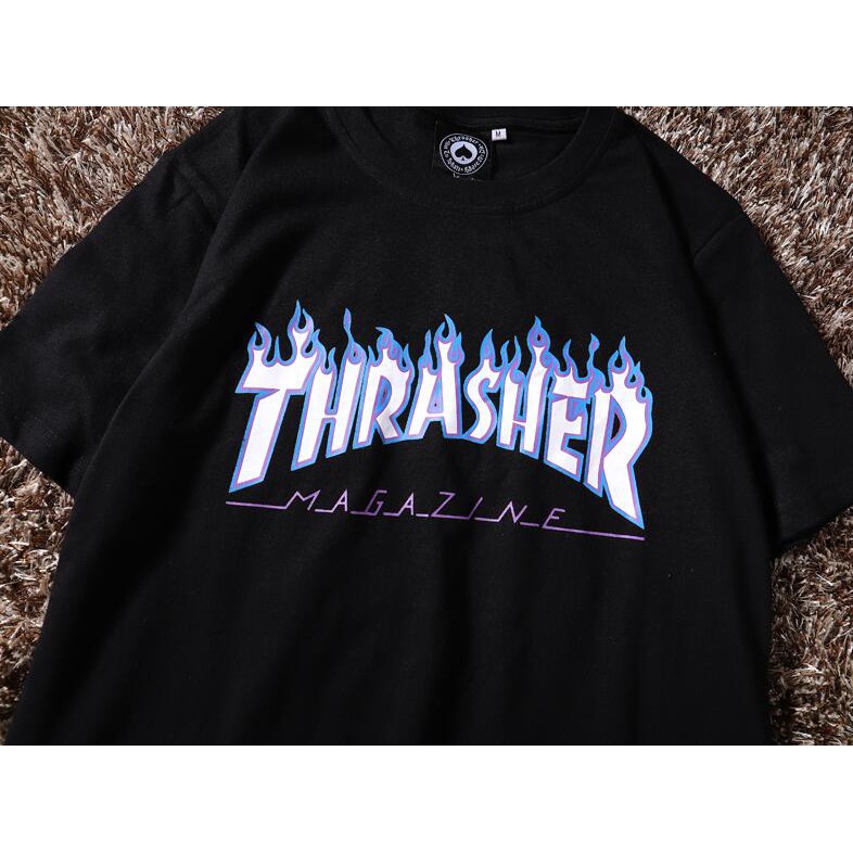 Áo Thun Cotton Tay Ngắn In Chữ Thrasher Magazine Cá Tính Cho Nam Và Nữ