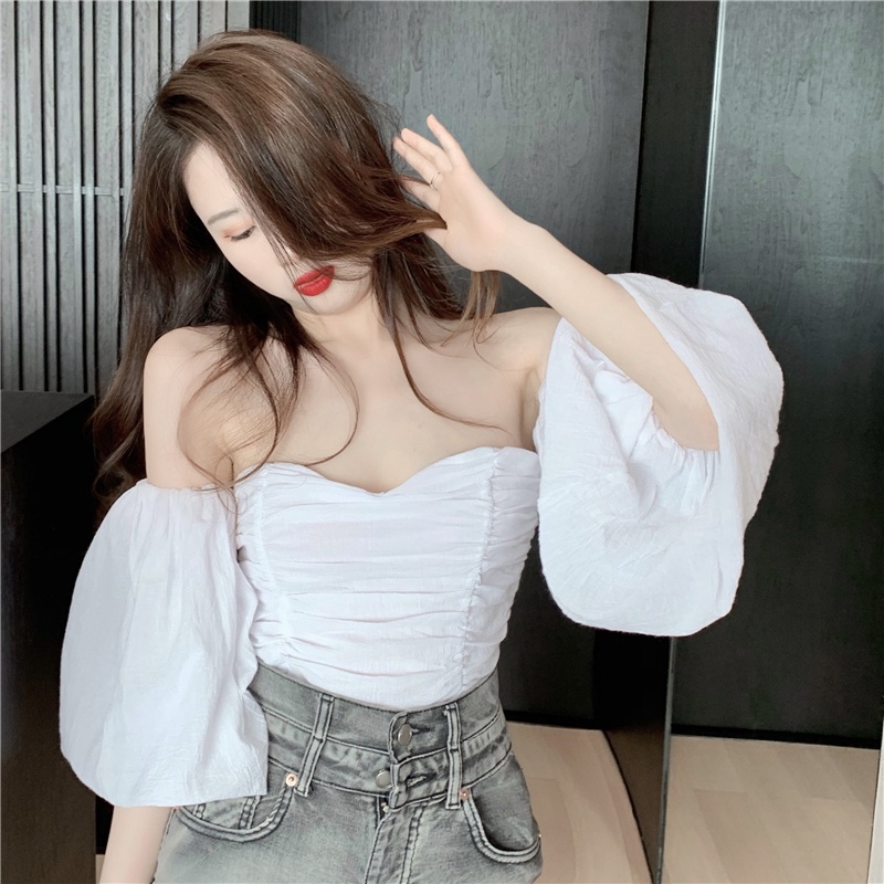 Áo Ngắn Tay Trễ Vai Dễ Phối Đồ Thời Trang Mùa Hè Quyến Rũ