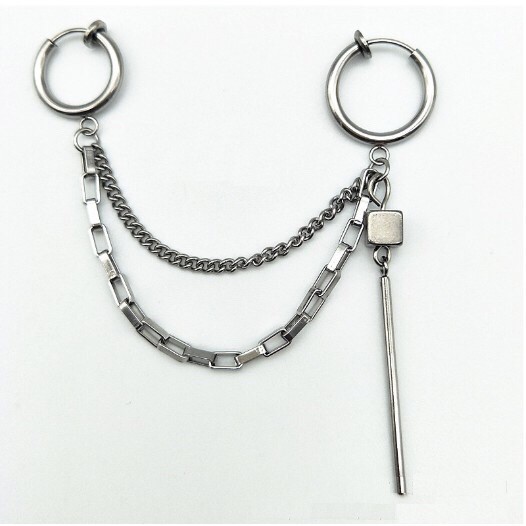 Chain Hoop Ear Cuff kẹp tai titan dây xích thanh nam nữ không cần xỏ lỗ không gỉ không đen không dị ứng Unisex