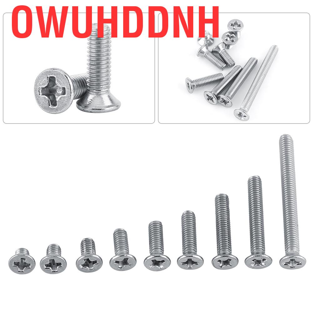 Set 100 ốc vít đầu dẹt 9ypes M3 SS304 bằng thép không gỉ