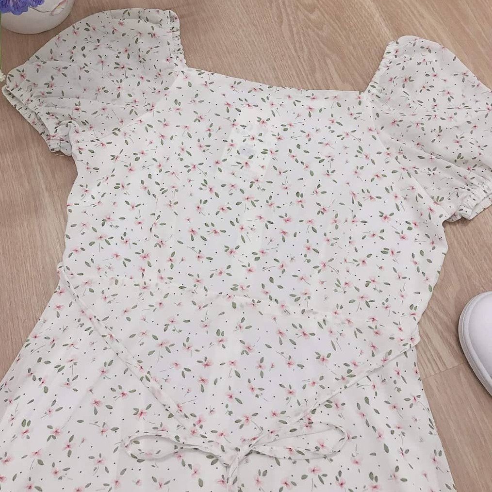 Váy đầm hoa nhí chữ A xinh xắn mùa hè.