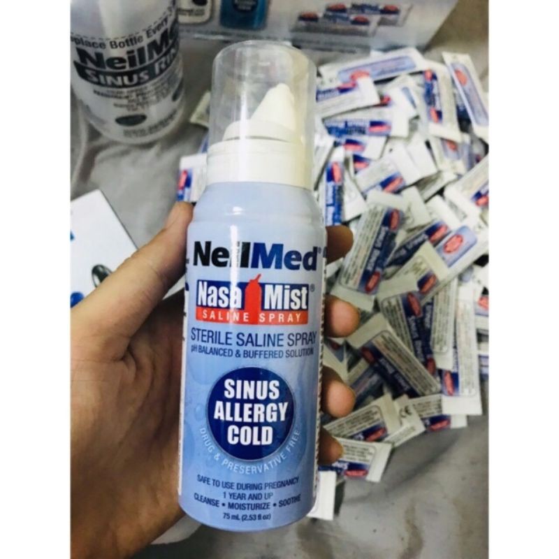 [Nhập Mỹ] Xịt mũi Neilmed NasaMist 75g (bình xịt tách set)