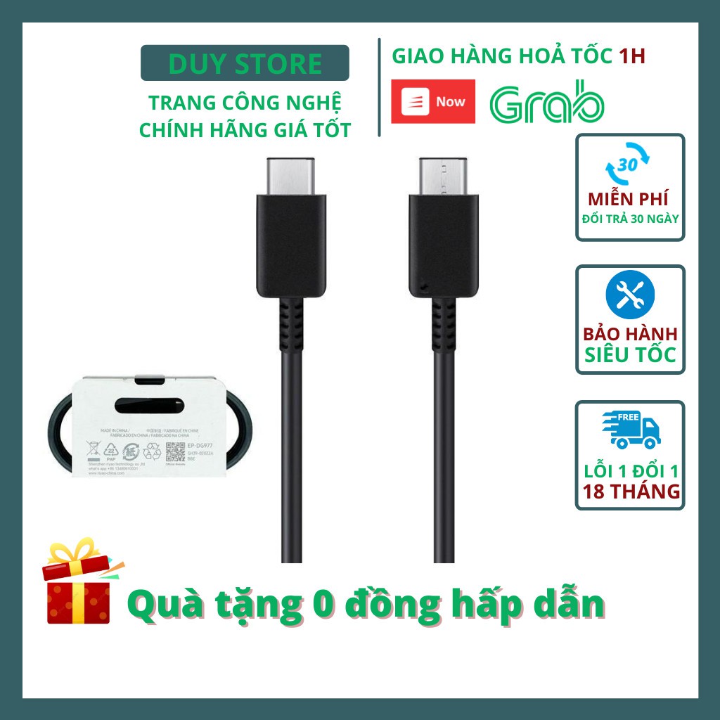 Dây cáp sạc nhanh Samsung C-C 25W chính hãng cho Note 10 20 A71, A70, A80, A90, S20, S21 S22 duystore