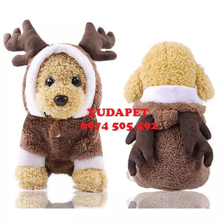 ÁO NOEL CHO CHÓ MÈO COSPLAY CHÚ TUẦN LỘC NÂU CỰC ĐÁNG YÊU XUDAPET – ATL160