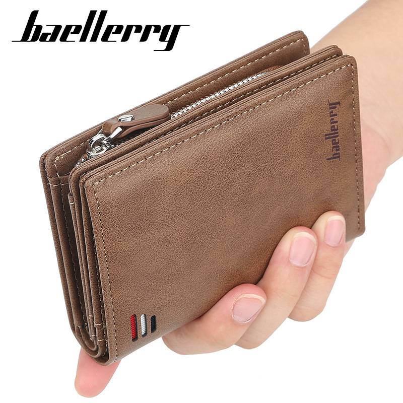 Baellerry ví nam ngắn châu Âu và Mỹ dọc nhiều thẻ để khóa ví thời trang túi thẻ trẻ nam