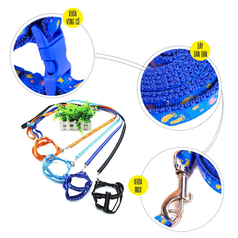 Dây đai ngực cho chó mèo Kún Miu độ rộng 1.5cm