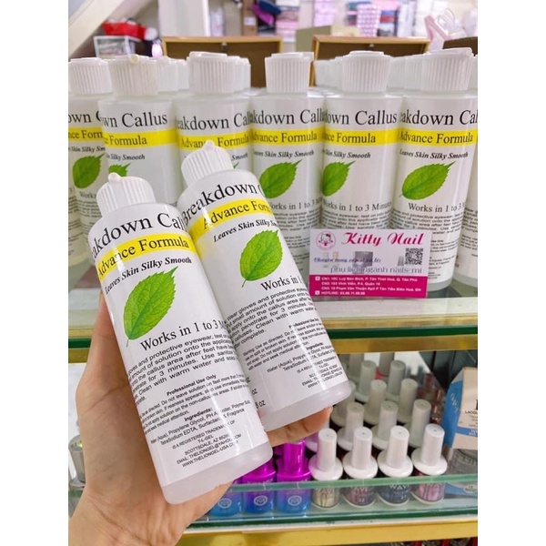 Dung dịch chà gót chân callus, Gel chà gót chân callus hương chanh và bạc hà thể tích 250ml chuyên dụng cho ngành nails