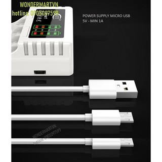 Bộ sạc nhanh 4 pin AA AAA BTY Smart tự ngắt khi đầy có đèn báo dung lượng