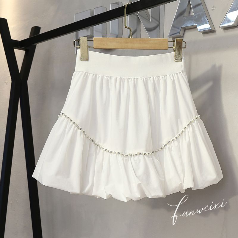 Cổ Phiếu Sẵn Sàng❣Chân Váy Chữ a Lưng Cao Đính Hạt Cườm Phong Cách Thời Trang Mùa Hè 2022