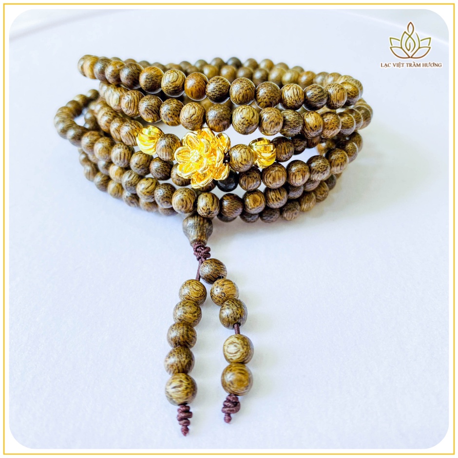 Vòng Tay Trầm Hương Hoa Sen 216 Hạt 4mm Phong Thủy May Mắn Tài Lộc Hanh Thông - Trầm Tốc Tự Nhiên Lạc Việt
