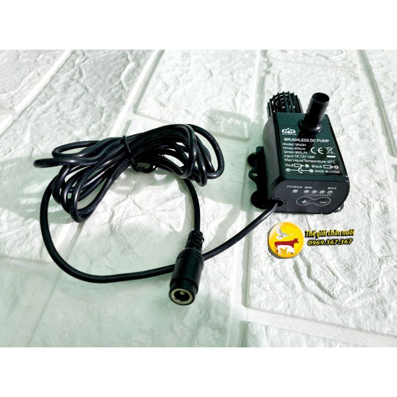 Máy bơm nước bể cá có điều chỉnh mức nước to nhỏ loại nhỏ DC 12V 10W không chổi than 5.5 * 2.1mm