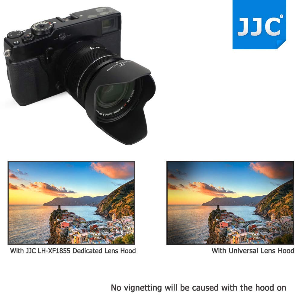 JJC LH-XF1855 Loa Che Nắng Máy Ảnh Cho Ống Kính Fuji Fujifilm Fujinon XF 18-55mm F2.8-4 R LM OIS Và Ống Kính Fujinon XF 14mm F2.8 R