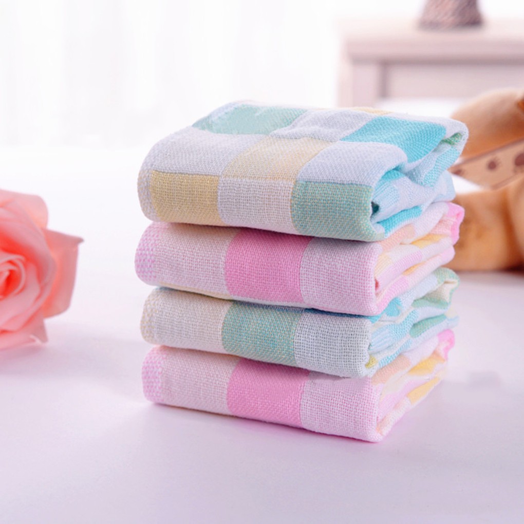 Khăn Kẻ Ô Vuông 28*28 cm Chất Liệu Gạc Cotton Đa Năng